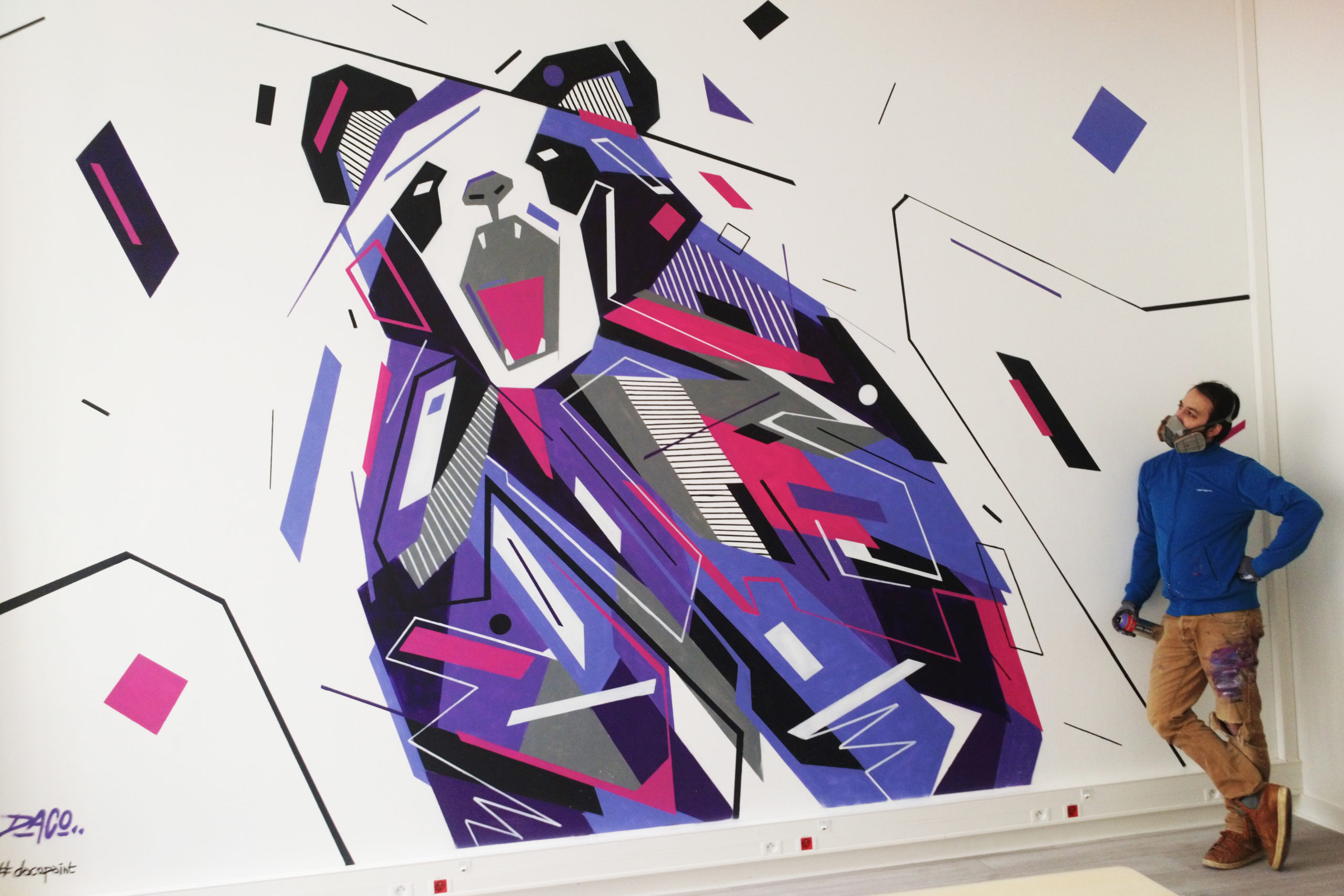 Fresque Graffaune Graffiti panda réalisée par Daco